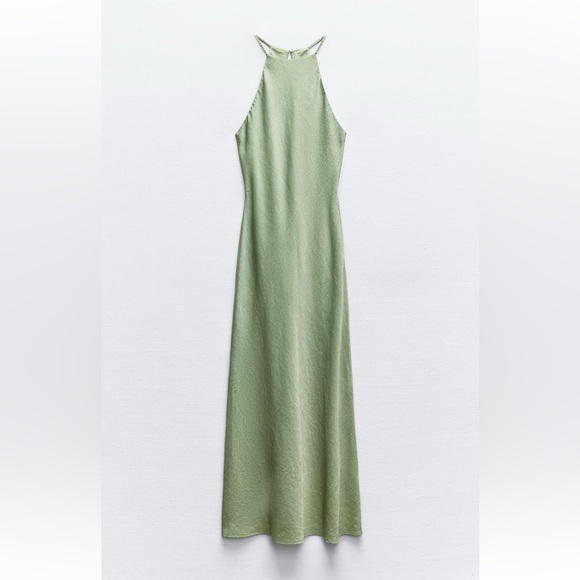 Halter top dress with thin straps and beaded appliqués - Picture 5 of 7